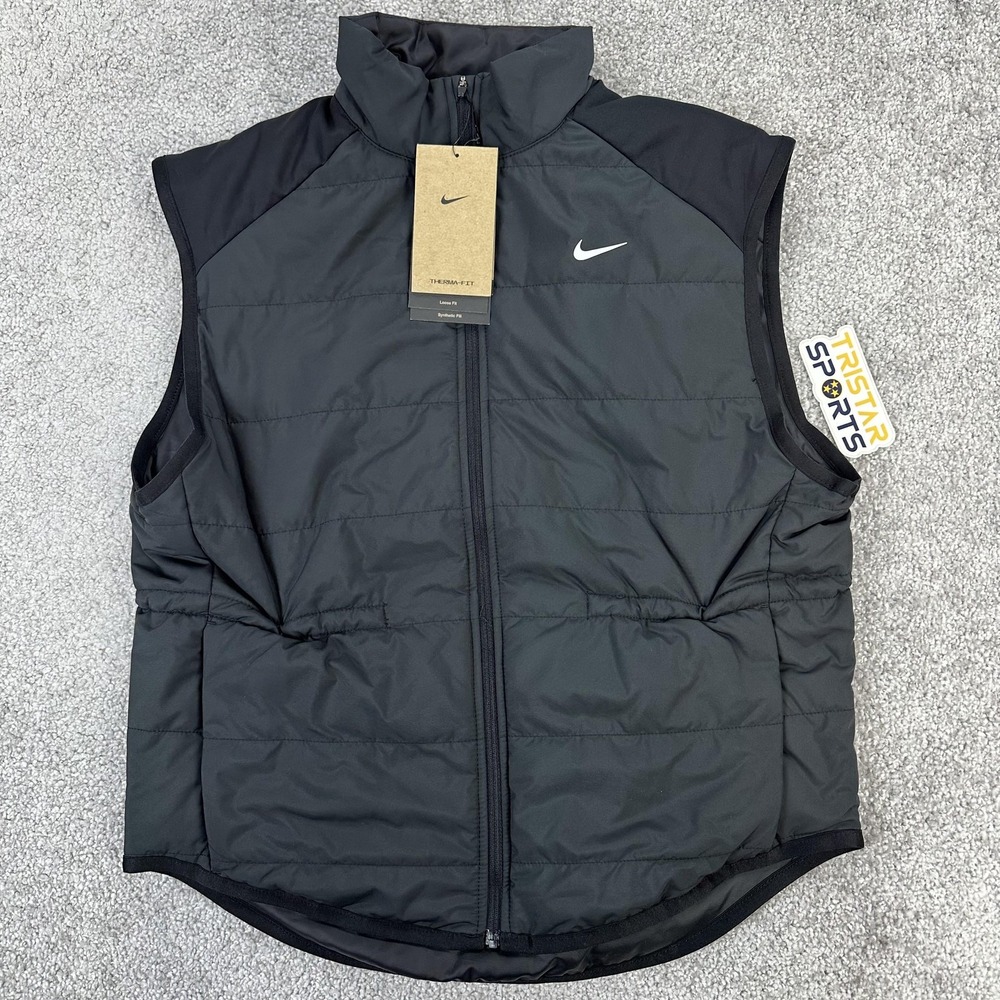 Nike Vest Womens Small Black Therma-FIT Loose Fit Insulated Running FB7537-010